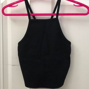 Black high neck crop top